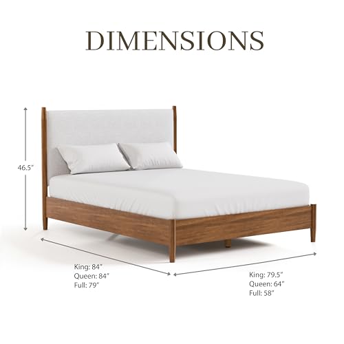 Solid Wood Queen Bed Frame with Headboard, Walnut S710