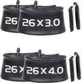 2 Pack 26x3.0-3.5, 2 Pack 26x3.5-4.5 Fat Bike Tube with AV 32mm Valve, Premium Butyl Rubber 26 x 3.5 Fat Tire Bike Tubes with 2 Tire Levers, Bike Tube for Road/MTB/E Bike by