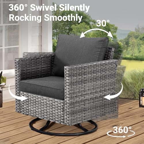 6 Piece Outdoor Wicker Sofa Set with Swivel Rocking Chairs and Cushions X998