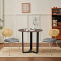 KithKasa Round Dining Table Set, 31.5" Mid Century Modern Kitchen Table,Mid-Century Black Leather Dining Chairs Set of 2 for Dining Room, Kitchen, Cafe, Restaurant, Living Room