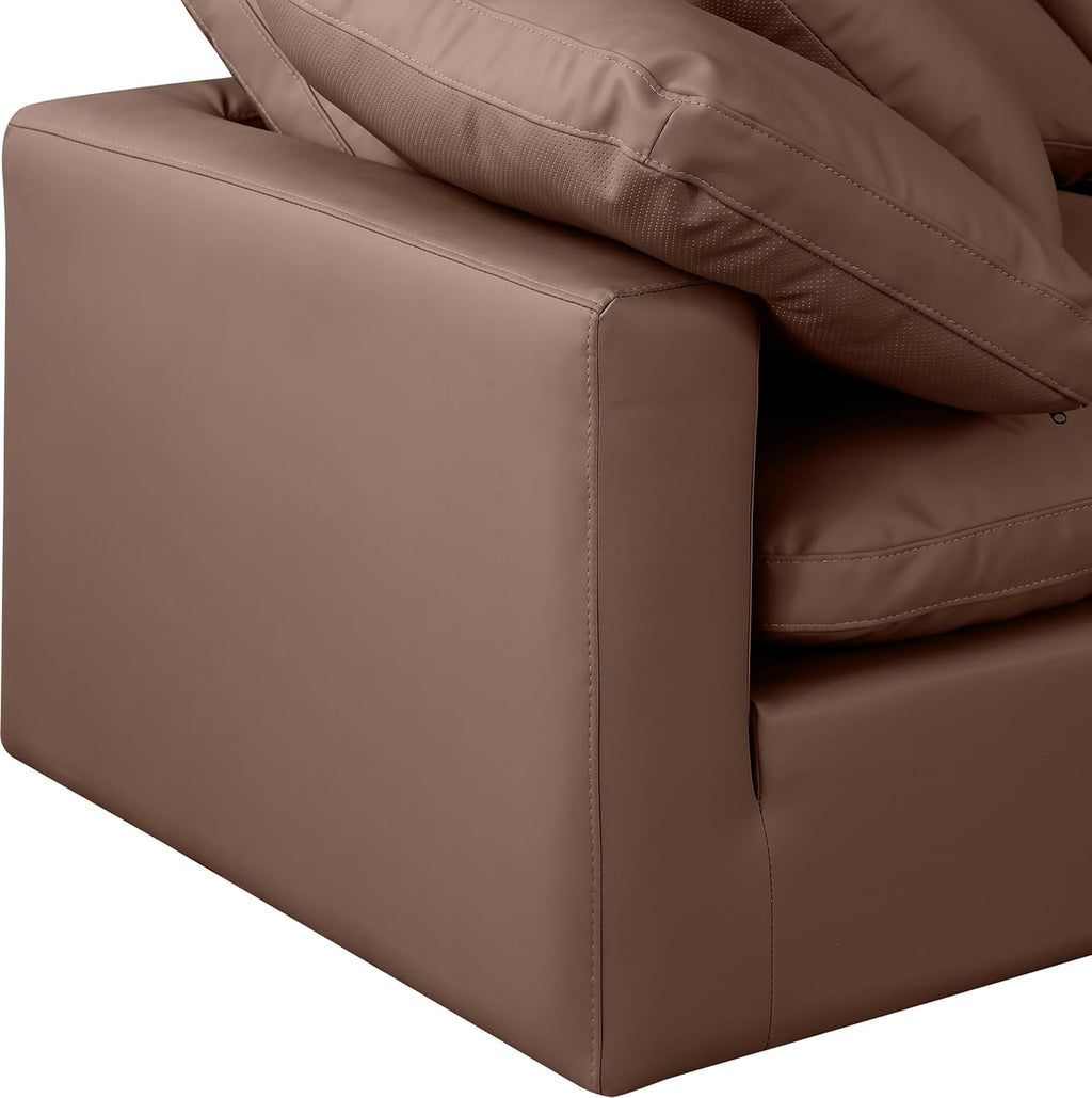Modern Sectional Sofa with Vegan Leather and Fiber-Filled Cushions G720339