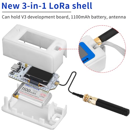 ESP32 LoRa V3 Development Board with 915MHz Antenna and 1100mAh Battery Case Set A534611