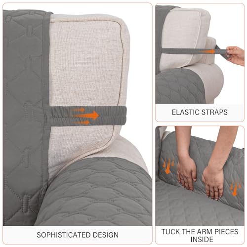 Pet Friendly Washable Sofa Cover for 3 Cushion Couch, Oversized, Dark Grey/Light Grey P541431