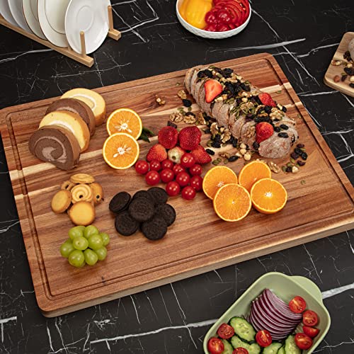 Acacia Wood Cutting Board with Juice Groove, 20x15 Inch P13186