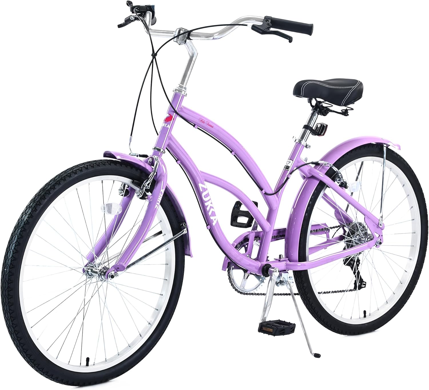 Beach Cruiser Bike 26 Inch 7 Speeds Steel Frame for Women Q55767