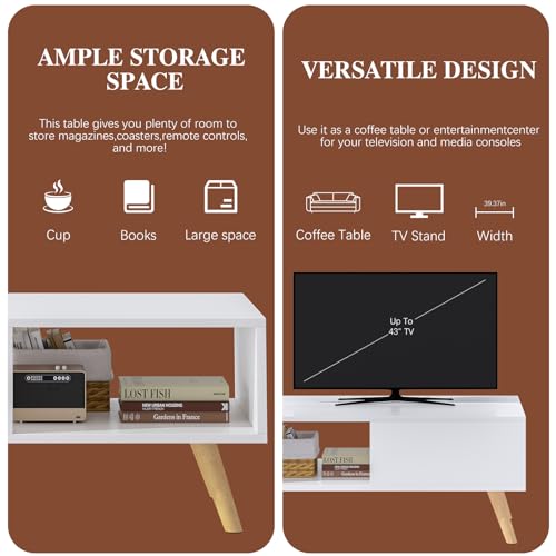 Wood Coffee Table with Storage for Living Room Z282
