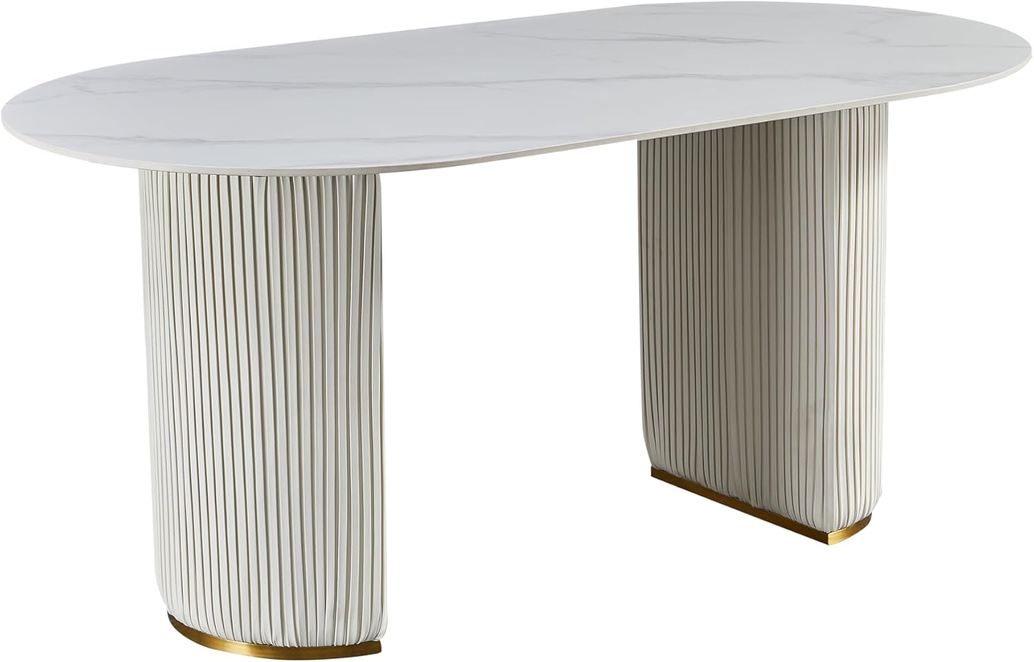 Oval Dining Table for 4-6, Marble Kitchen Table with Sintered Stone Top W407995