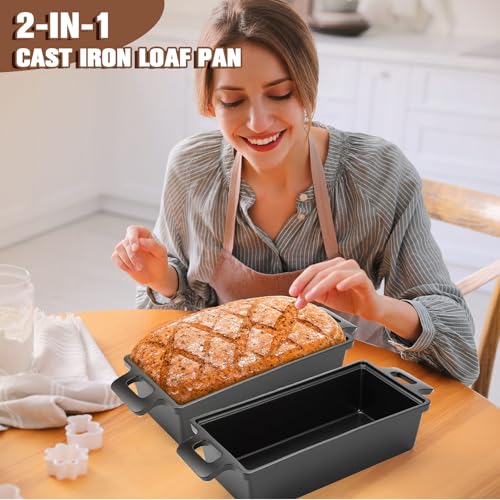 Cast Iron Bread Pan with Lid, 2-Piece Loaf Pan Set for Baking K74940