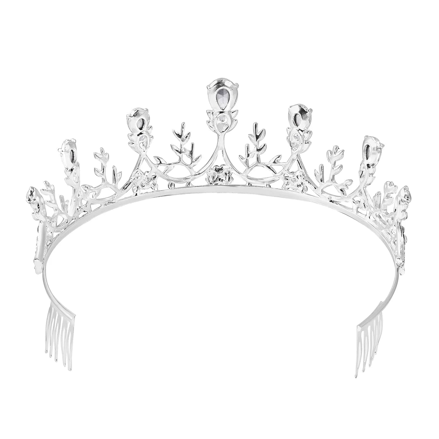 White Glass Crystal Crown Tiara Rhinestone Fashion Jewelry D586184