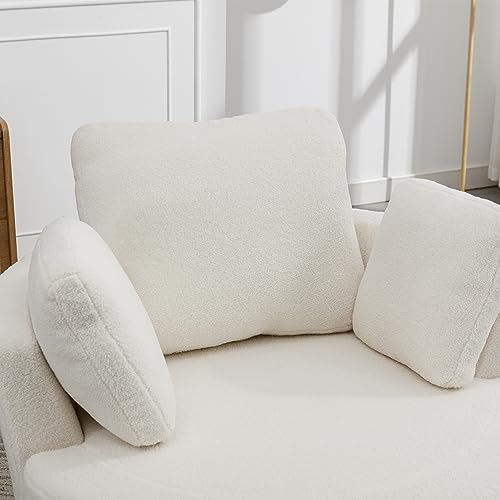 Swivel Accent Barrel Chair with 3 Pillows, 360 Degree Round Sofa for Living Room Bedroom Lounge X449954