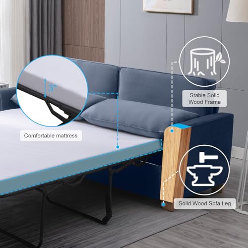 Sleeper Sofa Couch with Pullout Bed and Foam Mattress C636