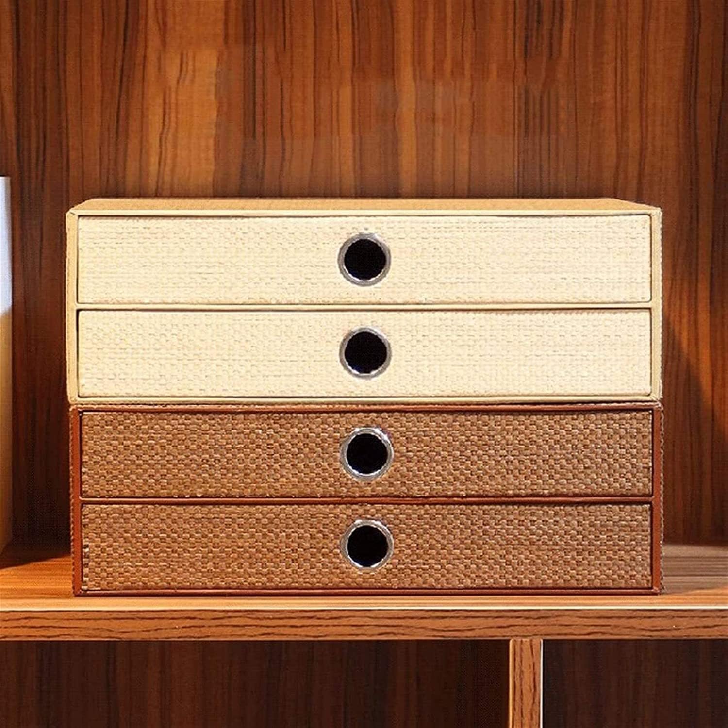 Woven Wooden 2-Layer Desk Organizer Storage Box U111