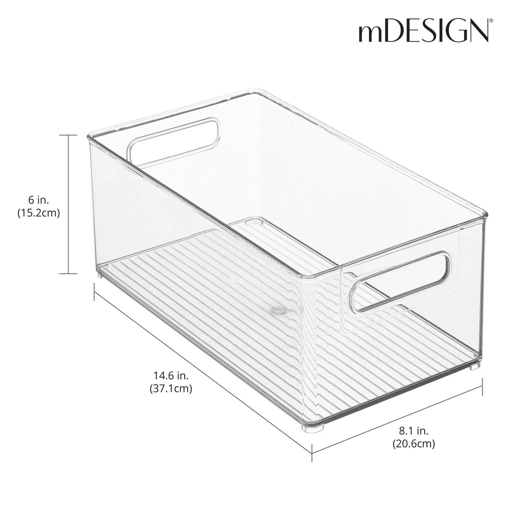 Large Deep Plastic Kitchen Storage Organizer Bin with Handles H57212