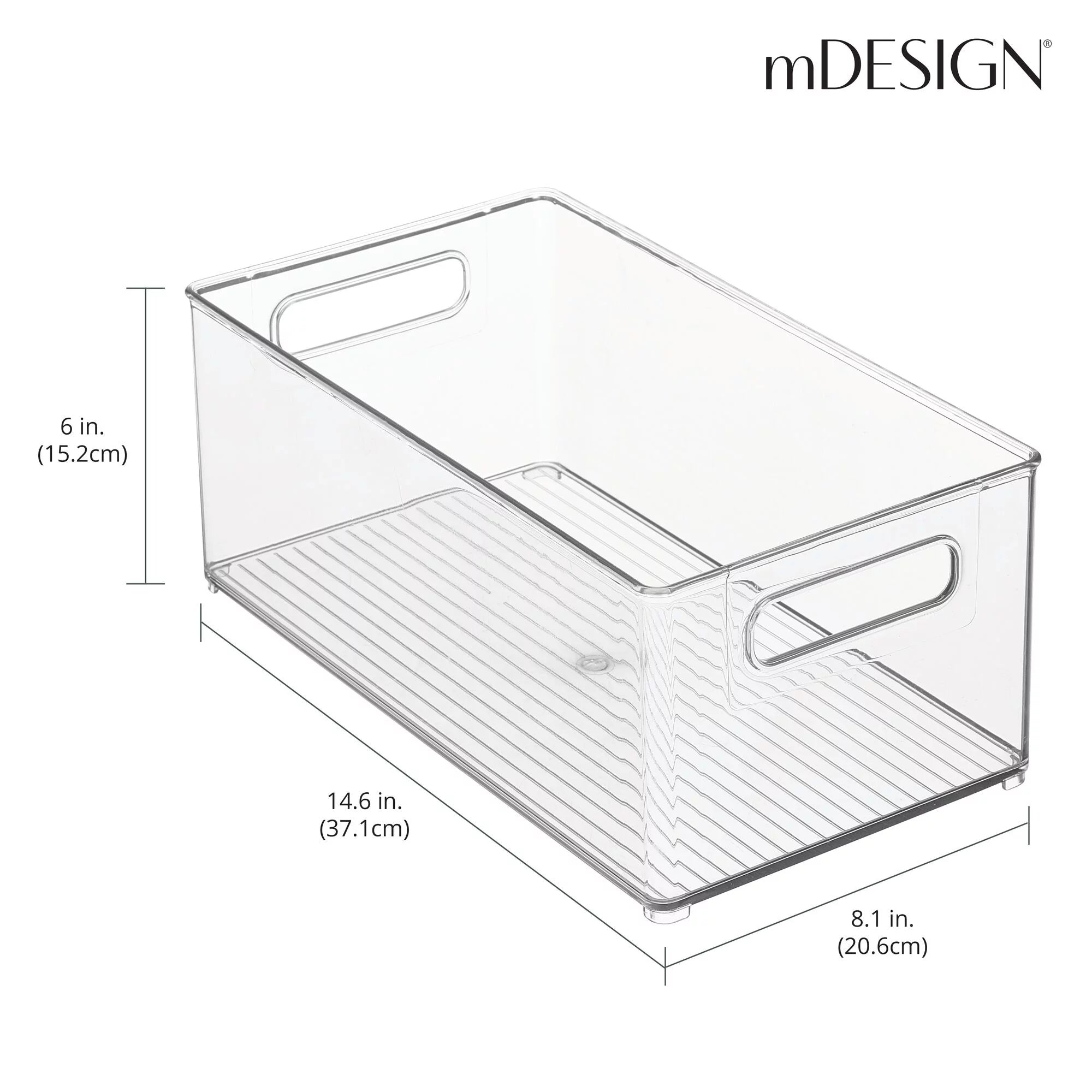 Large Deep Plastic Kitchen Storage Organizer Bin with Handles H57212