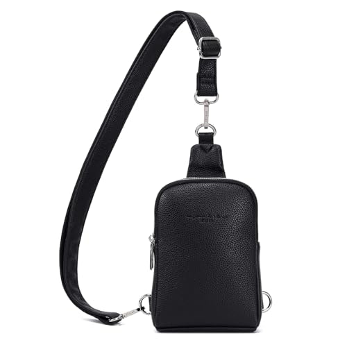 Haytijoe Small Crossbody Sling Bag for Women Vegan Leather Fanny Packs Travel Bag (Retro Black)