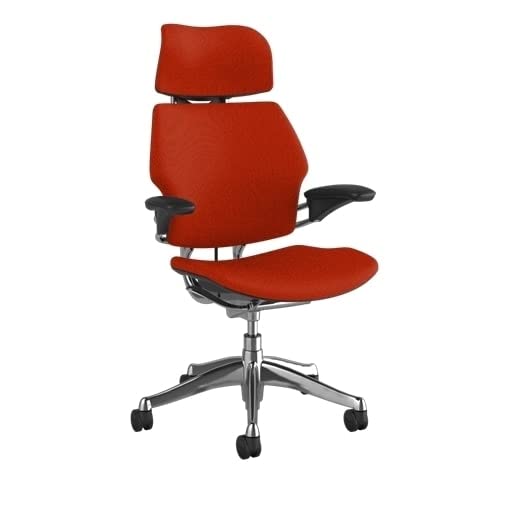 Humanscale Freedom Office Chair with Headrest - Ergonomic Work Chair with Standard Height Adjustable Duron Arms - Wheels for Carpet - Polished Aluminum Frame with Wheat Ginkgo Fabric