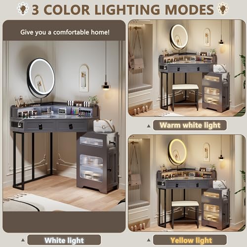 White Glass Top Vanity with Mirror and Lights A994961