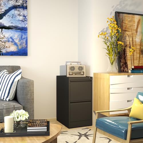 Locked Metal File Cabinet, 3 Drawer, Black W6543