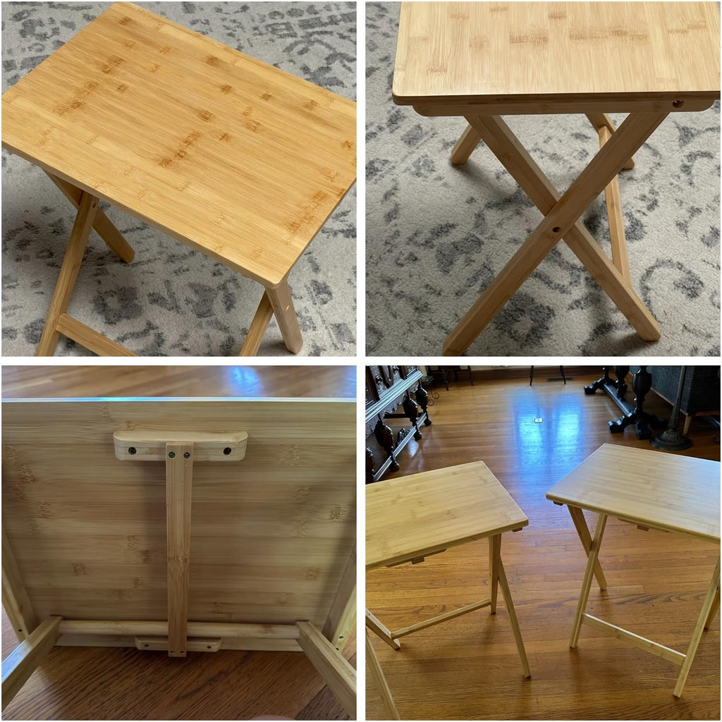 Folding TV Tray Table Set of 2, Bamboo, 24" Tall B694825