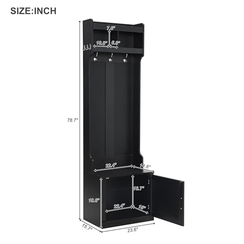 Hall Tree with Shoe Storage Bench and Coat Rack, White M91822