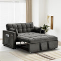 3 in 1 Convertible Sleeper Sofa Couch with Pullout Bed, Adjustable Pull Out Loveseat Sofa with USB Port & Pocket, Modern 2 Seater Chaise Lounge for Living Room, Small Spaces, Black Velvet
