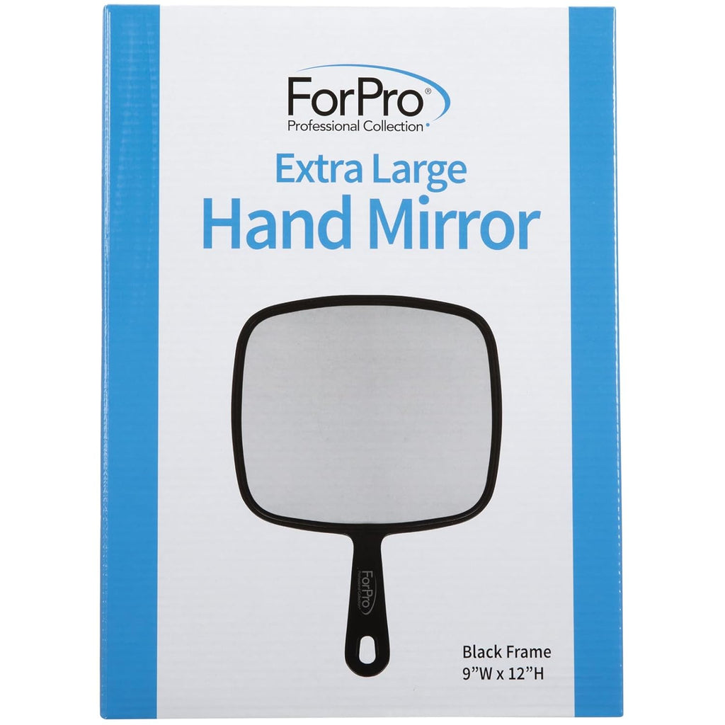Extra Large Hand Mirror with Handle, 9" x 12", Black V87161