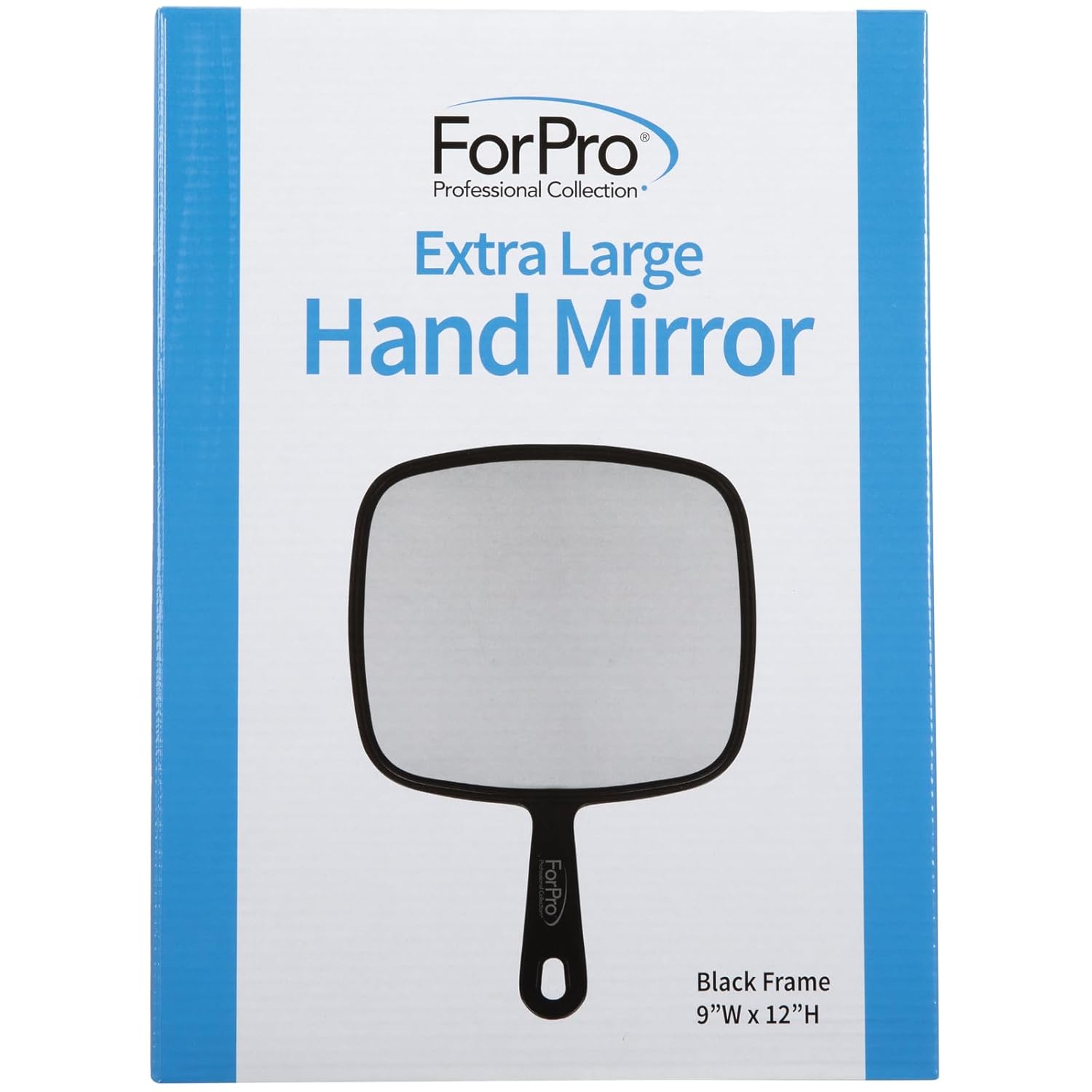 Extra Large Hand Mirror with Handle, 9" x 12", Black V87161