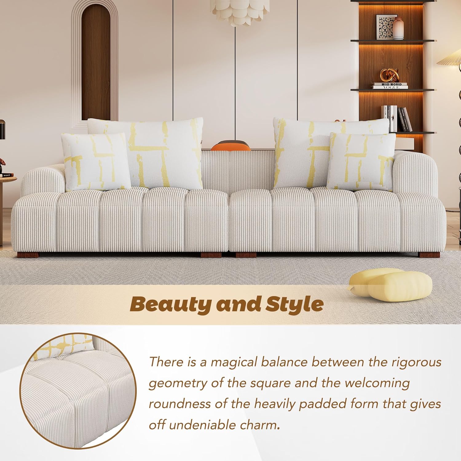 Modular Corduroy Sectional Sofa with Pillows L849