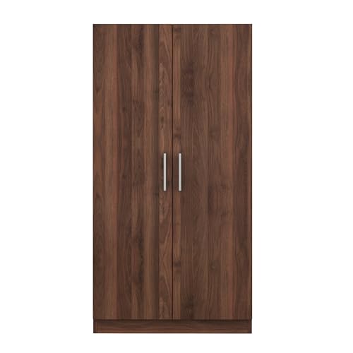 4 Door Wooden Wardrobe Closet with 2 Drawers and Hanging Rod Shelf V371
