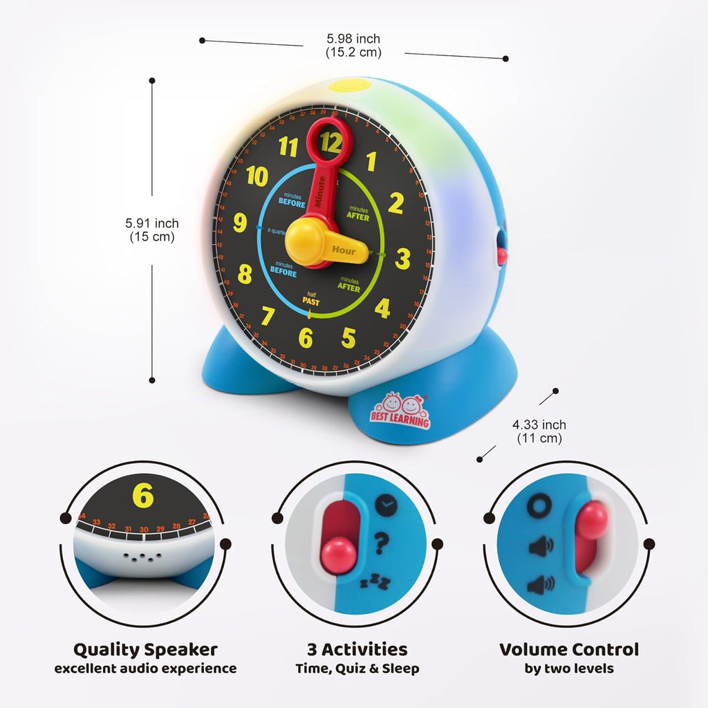Talking Learning Clock for Toddlers - Teach Time with Light-Up Quiz and Music H16969