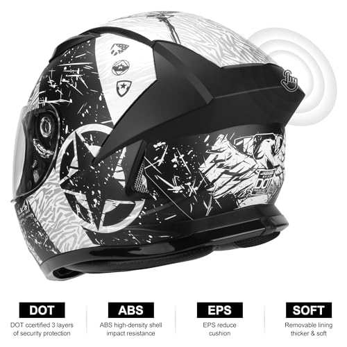 Lightweight Full Face Motorcycle Helmet with Extra Tinted Visor F2610