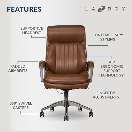 Vegan Leather Ergonomic Office Chair with Memory Foam Lumbar Support, Black H4123