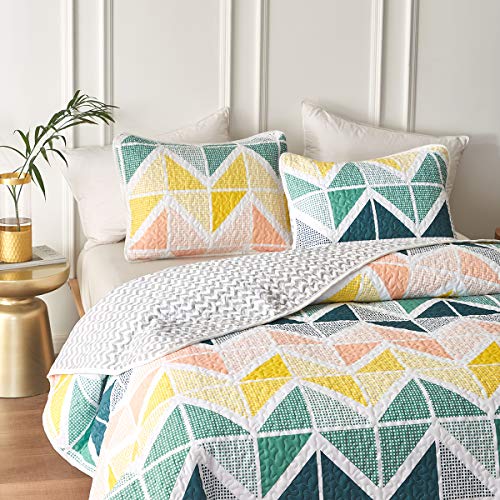 3 Piece Reversible Quilt Set King Size Soft Microfiber Lightweight Coverlet M5605