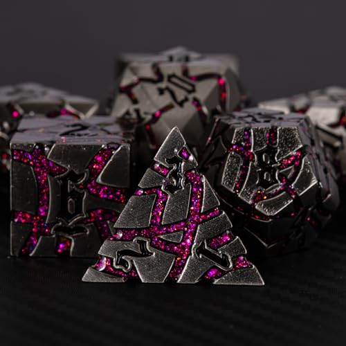 Metal DND Dice Set 7PCS Polyhedral Glitter Crack Dice for Dungeons and Dragons Role Playing Game F628808
