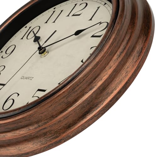 Retro Silent Non-Ticking Round Wall Clock, Battery Operated, 12 inch R149160