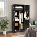 71" Armoire Wardrobe Closet with 2 Doors & 2 Drawers, Metal Storage Cabinet with Drawers and Hanging Rod, Metal Closet Organizers for Home, Office,Gym(White)