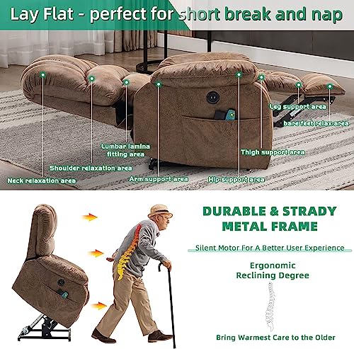 Large Dual Motor Lift Recliner Chair with Heat & Massage for Elderly W74728