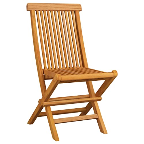 Folding Patio Chairs with Beige Cushions, Solid Teak Wood, Set of 6 Y7987