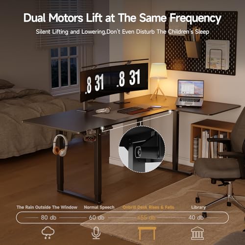 L-Shaped Standing Desk with Dual Motor, Adjustable Height U280272