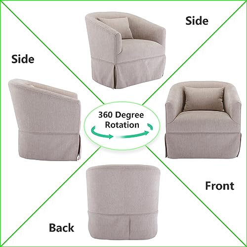 Swivel Accent Armchair Set of 2, Upholstered 360 Degree Barrel Chair with Skirt and Pillow D51973