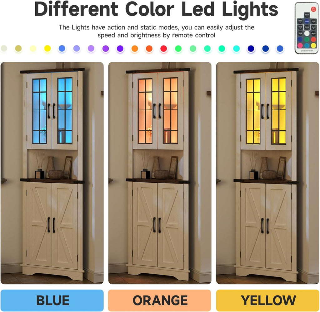 Corner Cabinet with LED Light and Glass Doors O56728