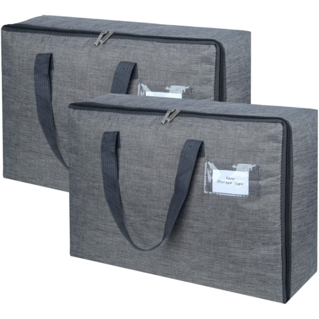 2 Pack Large Moisture-Proof Storage Moving Travel Bag for Comforter Pillow Blanket Quilt Bedding Clothes/Water-Resistant Linen Fabric/Storage Container for Closet Under-Bed