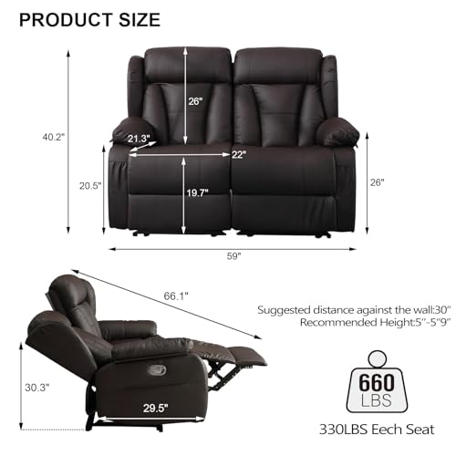 Home Theater Seating Recliner Chair with USB Ports and Cup Holders, Faux Leather Sofa Set C2216