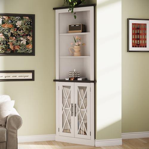 66.8" Tall Corner Cabinet with 2 Glass Doors and Adjustable Shelves K877