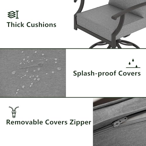 Outdoor Metal Patio Dining Set with 2 Swivel Chairs and Umbrella Hole W392