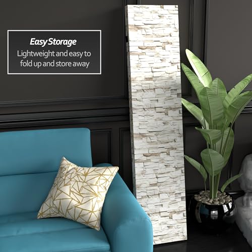 6 ft. Tall Double Sided Brick Canvas Room Divider 3 Panel Freestanding Folding Privacy Screen U57633