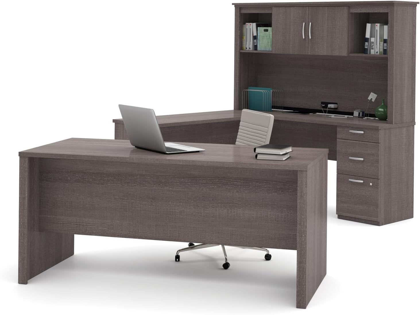 U-Shaped Executive Desk with Pedestal and Hutch P496