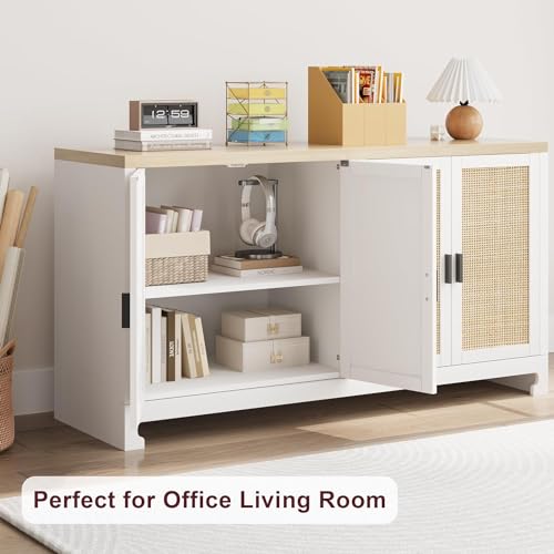 Rattan Storage Cabinet with 4 Doors and Shelf for Dining Room, Living Room, Hallway Z4372