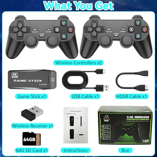 Retro Gaming Console with Wireless Controllers, 20000+ Games, 4K HDMI X4138