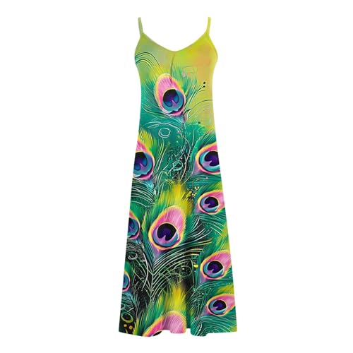 Spaghetti Strap V Neck Long Maxi Dress for Women Q1371
